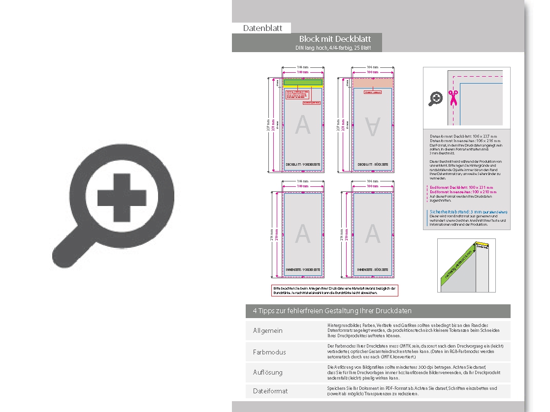 Product Bild block_mit_leimbindung_und_deckblatt__din_lang__25_blatt__4_4_farbig_beidseitig_bedruckt